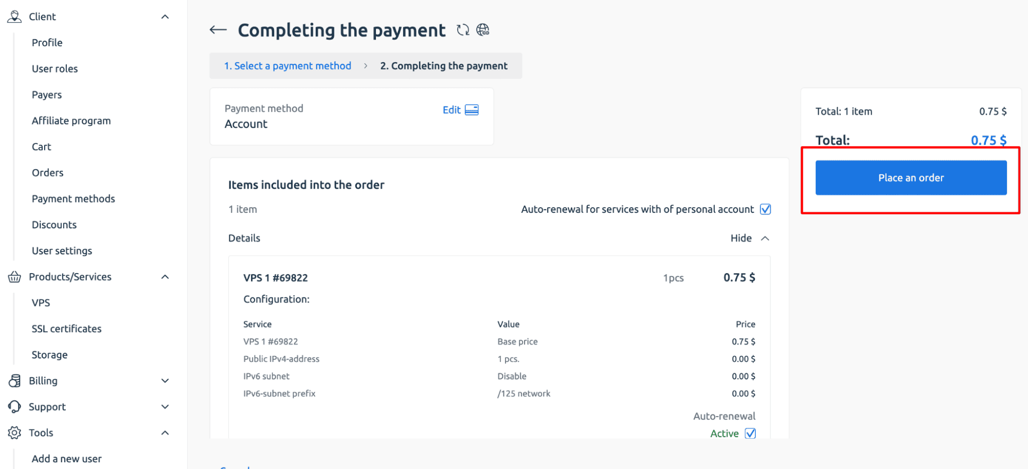 Payment method.
