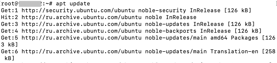 Update apt Package Indexes.
