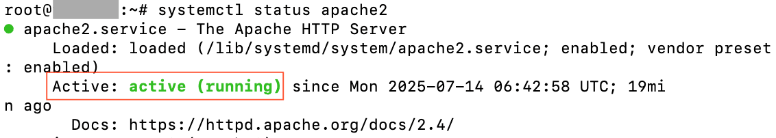 Verify Apache is running.