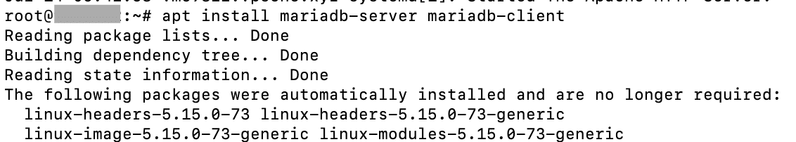 Install MariaDB.