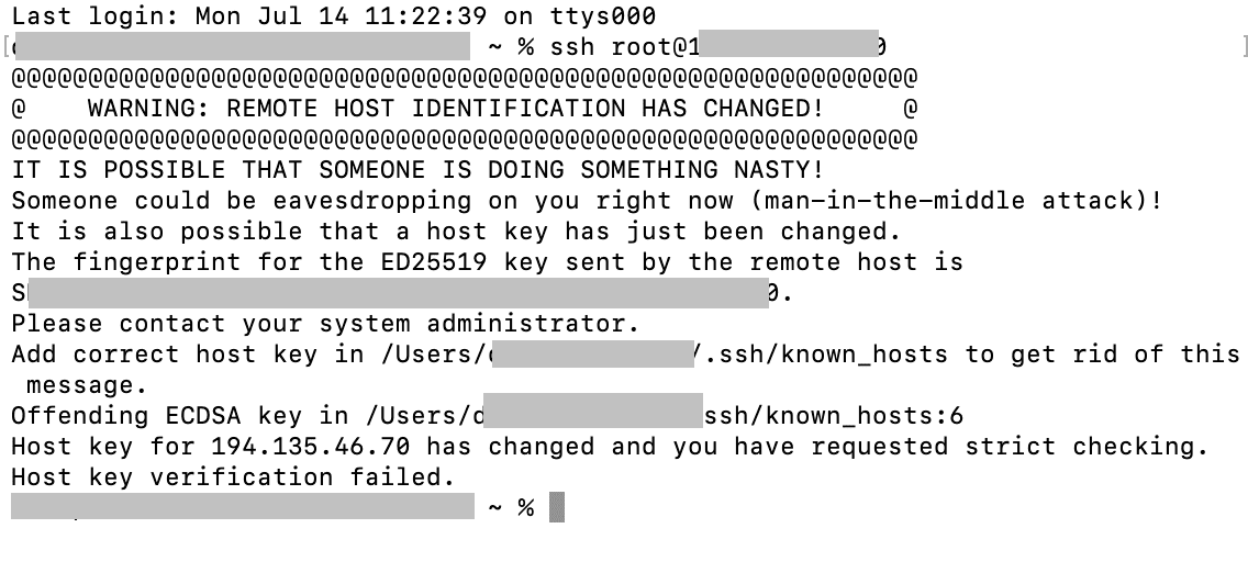 Warning: Remote Host Identification Has Changed.